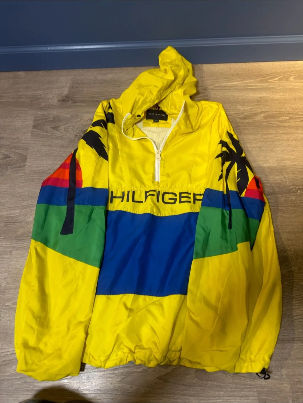 Tommy Hilfiger Yellow Multicolor Colorblock Hooded Pullover